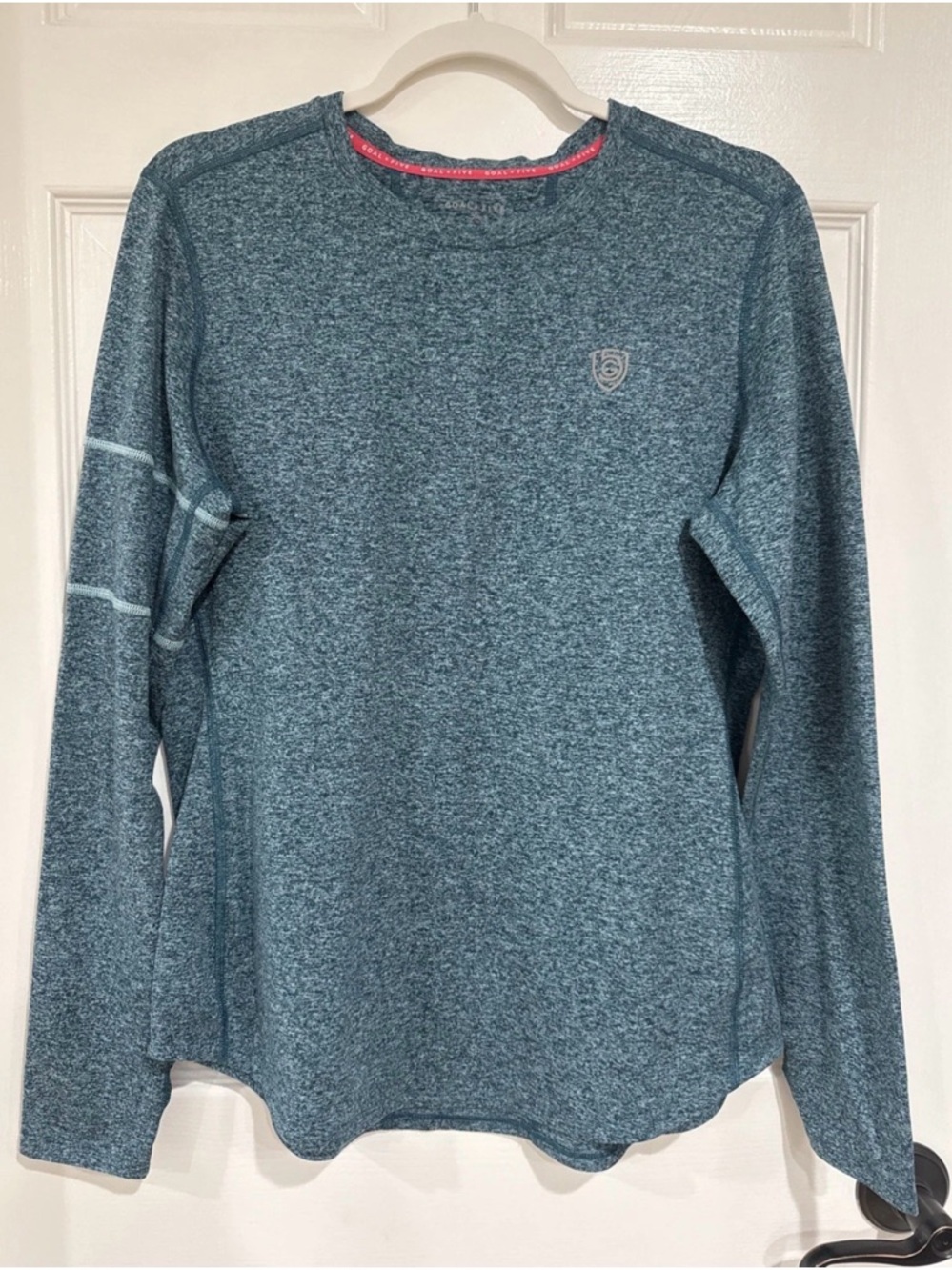 Goal Five Women's L Long Sleeve Pullover Activewear Top Soccer Teal Blue Marled